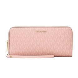 Michael Kors Jet Set Travel Δερμάτινο Γυναικείο Πορτοφόλι Ροζ (Powder Blush)