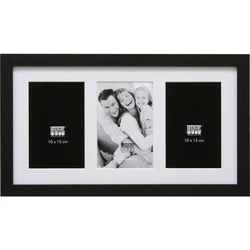 Deknudt S66KA3 Wooden Multi-Photo Frame 3-Opening Black Frame 10x15