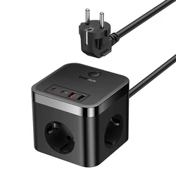 Φορτιστής Πρίζας Baseus PowerCombo 3AC+2U+2C 30W, 1.5m (black)