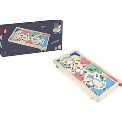Janod Applepop Pinball - Wooden Tabletop Fairground Pinball (J03368)