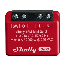 Έξυπνος Ενδιάμεσος Διακόπτης Shelly 1PM Mini Gen3 (Κόκκινο)