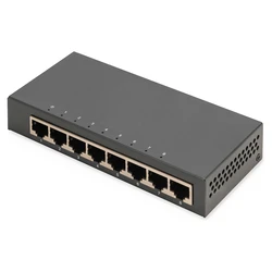 Digitus 8-θυρών Gigabit Ethernet Switch (μαύρο) - Unmanaged, 10'' τοίχου/επιτραπέζιο