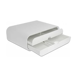Monitor stand with two drawers, white