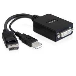 DELOCK Adapter DisplayPort (male) -> DVI‑I (female) 24+5 με USB τροφοδοσία, μαύρο (MPN 61855)