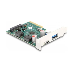 Delock PCI Express x4 κάρτα με 1x εξωτερική θύρα USB Type-C 10 Gbps + 1x εξωτερική θύρα USB Typ-A 10 Gbps - Low Profile