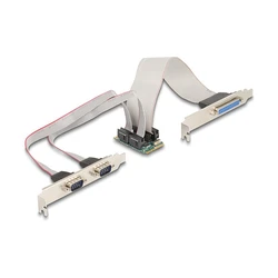Delock Mini PCIe I/O (Full Size) — 1 x Parallel, 2 x Serial RS-232 with 5V/12V power (MPN: 95277)