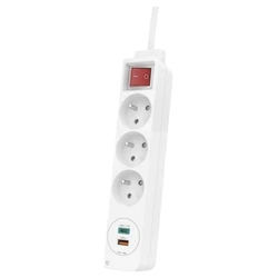 Hama πολύπριζο 3 θύρες 230V με 1x USB‑C και 1x USB‑A, λευκό (SKU: UPS-LIS-HAM-045)