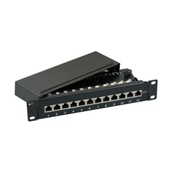 Mini-Patchpanel STP 12xRJ45 Cat.6A, 10" 1HE, γκρι (RAL7035) - EFB Elektronik