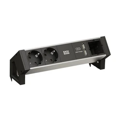 Bachmann DESK2 ALU BLACK - 2x Schuko (Schutzkontakt), 1x USB φορτιστής, 1x ABD GST18