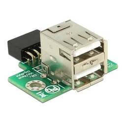 Connector Delock Αντάπτορας USB 2.0 9 pin header (F) σε 2x USB (F) 41429, 2.54mm