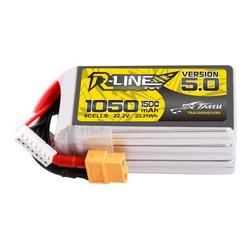 Tattu R-Line Version 5.0 1050mAh 22.2V 6S 150C LiPo Battery Pack with XT60 Plug