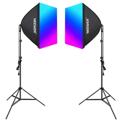 Φωτισμός Studio Neewer NK800 2x softboxes + bulbs RGB 24W 2700-6500K + tripods + barndoors