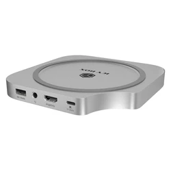 ICY BOX IB-DK100 Dock USB-C 7 σε 1 για Mac Mini M4 (Μαύρο) — 3x USB-A, HDMI, Combo audio, SD/microSD, M.2 NVMe
