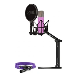 RØDE Microphones NT1 Signature + XLR-Καλώδιο + Επιτραπέζιος Στούντιο Βραχίονας (μωβ, Bundle)