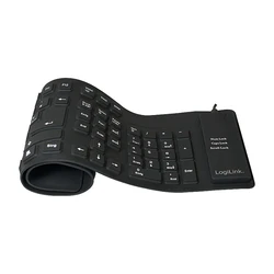 LogiLink Flexible Silicone Keyboard, Black (German DE / QWERTZ) - ID0019A