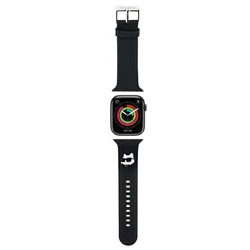 Belt Karl Lagerfeld KLAWMSLCNK Apple Watch 4/5/6/7/SE/8/9/10 40/41/42mm strap 3D Rubber Choupette Heads black