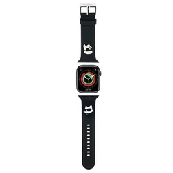 Belt Karl Lagerfeld KLAWMSLKCNK Apple Watch 4/5/6/7/SE/8/9/10 40/41/42mm strap 3D Rubber Karl&Choupette Heads black