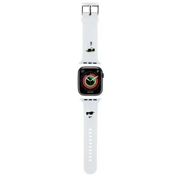 Belt Karl Lagerfeld KLAWLSLKCNH Apple Watch 4/5/6/7/SE/8/9/Ultra 44/45/49mm strap 3D Rubber Karl&Choupette Heads white