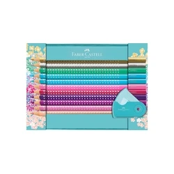 FABER-CASTELL Sparkle σετ χρωματιστών μολυβιών, μεταλλικό κουτί τιρκουάζ, 21 τεμ.