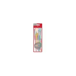 Faber-Castell Σετ Πινέλα Ζωγραφικής Πλακέ & Στρογγυλά No4 / No8 / No10 / No12 4τμχ