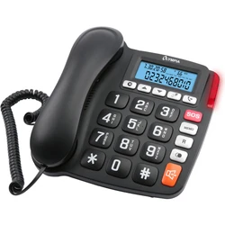 Τηλέφωνο Ενσύρματο Olympia 4520 για ηλικιωμένους με φωτιζόμενη οθόνη, μεγάλα πλήκτρα, συμβατό με ακουστικά βαρηκοΐας, ανοιχτή ακρόαση και SOS