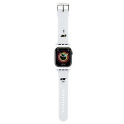Strap Karl Lagerfeld KLAWMSLKCNH Apple Watch 4/5/6/7/SE/8/9/10 40/41/42mm strap 3D Rubber Karl&Choupette Heads white