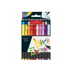Faber-Castell Black Edition Brush Markers 1mm Fine Tip Set - 20 Colors