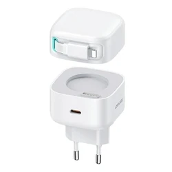 USAMS US-CC202 wall charger USB-C + Lighning cable PD QC 35W white
