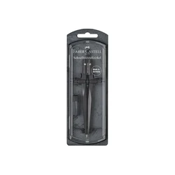 Faber-Castell Stream Quick-Adjust Metal Compass with Needle and Pencil Holder, Blackstone