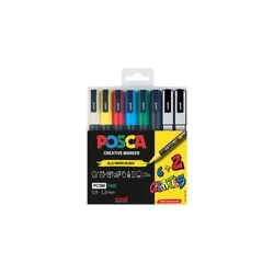 POSCA Marker UNI PC-3M 6+2 Set (Fine 0.9–1.3 mm bullet tip)