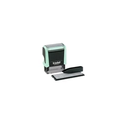 Trodat Printy 4911 / Printy 4.0 self-inking text stamp, pastel green body with black ink pad (MPN 180854, EAN 9010035808541)