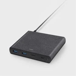 UNIQ Wall charger HUB Surge 90W charcoal black 2xUSB Quick Charge 3.0 + 2xUSB-C PD 3.0 (LITHOS Collective)