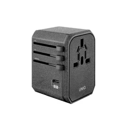 UNIQ Wall charger Voyage World Adapter 33W + 2xUSB + PD 18W + QC 3.0 charcoal grey (LITHOS Collective)