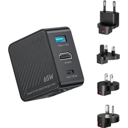 Unitek Φορτιστής Ταξιδιού Travel Tri Pro GaN 65W 3-σε-1 με HDMI 4K@60Hz (P1242A)