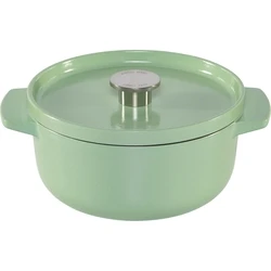 KitchenAid Βαθιά Κατσαρόλα / Μπρατέρ με Καπάκι 22 cm, Εμαγιέ Μαντέμι - Ανοιχτό Πράσινο