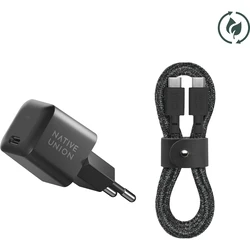 Native Union Φορτιστής Fast GaN 30W USB-C + Καλώδιο USB-C, Μαύρο (FAST30-CC-BKCOS-EU)