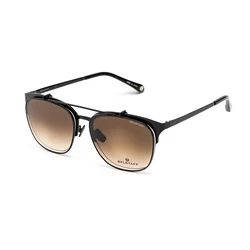 Belstaff Ανδρικά Γυαλιά Ηλίου με Μαύρο Μεταλλικό Σκελετό και Καφέ Ντεγκραντέ Φακό