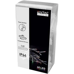 Χριστουγεννιάτικα Λαμπάκια Entac IP44 48 LED με Χρονοδιακόπτη Πολύχρωμα 4m (3xAA Δεν περιλαμβ.)