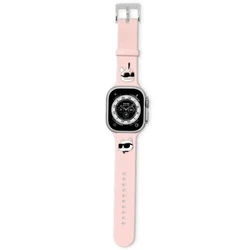 Strap Karl Lagerfeld KLAWLSLKCNP Apple Watch 4/5/6/7/8/9/SE/Ultra 42/44/45/49mm strap 3D Rubber Karl&Choupette Heads pink