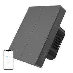 Sonoff M52c80 Χωνευτός Διπλός Διακόπτης Τοίχου Wi‑Fi με Πλαίσιο Μαύρο (M5-2C-80)