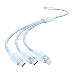 Vention Braided USB to Lightning / Type-C / micro USB Cable 1.5m 2A Blue (CTPLG)