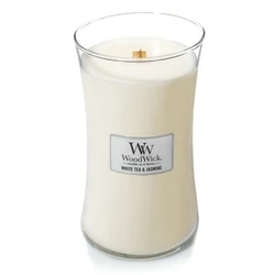WoodWick White Tea & Jasmine 609,5 g - Κερί σε γυάλινο δοχείο (Άρωμα Λευκού Τσαγιού & Γιασεμί)