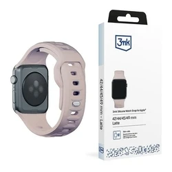 3MK Silicone Watch Strap for Apple Watch 4/5/6/7/8/9/SE/Ultra 42/44/45/49mm pink-beige/latte
