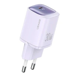 USAMS CC251 wall charger USB-C 30W GaN Fast Charging HC Series purple