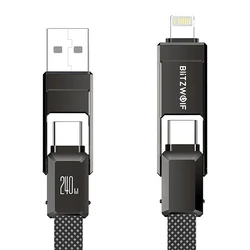 BlitzWolf Braided USB to Type-C / Lightning Cable 4A Black 1.2m (BW-HDC7)