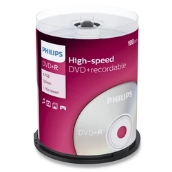 Philips Εγγράψιμα DVD+R 4.7GB 16x Cake Box 100τεμ DR4S6B00F/00