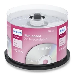 Philips Εγγράψιμα DVD-R 4.7GB 16x Cake Box 50τεμ (DM4S6B50F/00)
