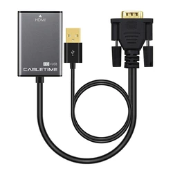 Αντάπτορας HDMI Cabletime σε VGA CT-VGAH με USB, 1080p, 0.15m, μαύρος