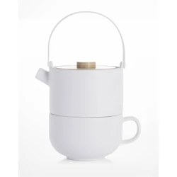 Bredemeijer Umea Tea-for-One Set with Cast Iron Cup White 2 pcs