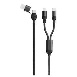 Καλώδιο USB 2GO Type C DUO 2x USB-C Nylon 120cm Black